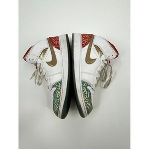 Nike Air Jordan 1 Mid GS FB2212-100 Kids 7 Basketball Shoes White Gold Sneakers